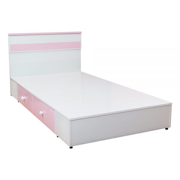 3.5尺粉色塑鋼單人加大床組(床頭片+抽屜床底)(粉紅+白)