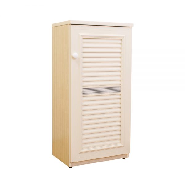 1.6尺單門百葉飾條塑鋼收納櫃/置物櫃/隙縫櫃(白橡+飾條)