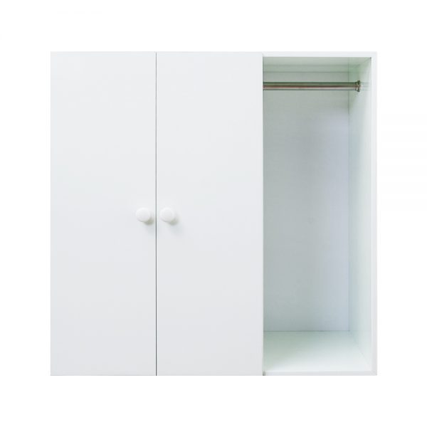 3尺二門一格組合式塑鋼衣櫃雙吊桿塑鋼收納衣櫃(白)