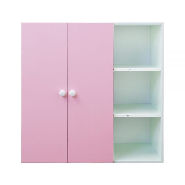 3尺二門三格組合式塑鋼衣櫃/單吊桿收納衣櫃(白+粉紅)