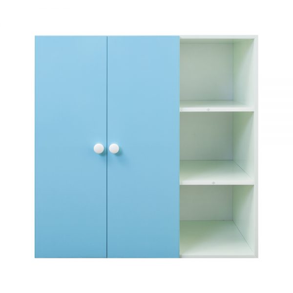 3尺二門三格組合式塑鋼衣櫃/單吊桿收納衣櫃(白+粉藍)